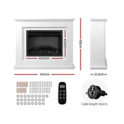Bostin Life Electric 2000W Log Wood Fire Fireplace Mantle With 3D Flame Effect - White Appliances >