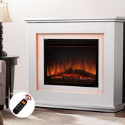 Bostin Life Electric 2000W Log Wood Fire Fireplace Mantle With 3D Flame Effect - White Appliances >