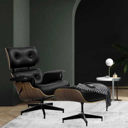 Bostin Life Armchair Lounge Chair And Ottoman Recliner Leather Plywood Black Furniture > Living Room