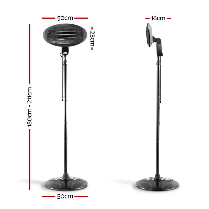 Bostin Life Portable 2000W Electric Patio Strip Heater - Black Home & Garden > Outdoor Living