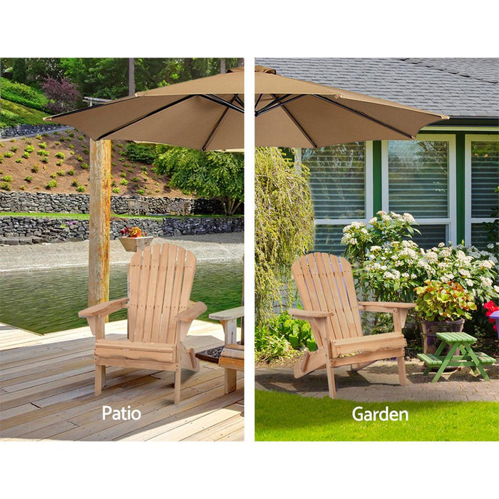 Bostin Life Set Of 2 Adirodack Outdoor Wooden Lounge Recliner Chairs - Natural Timber Furniture >