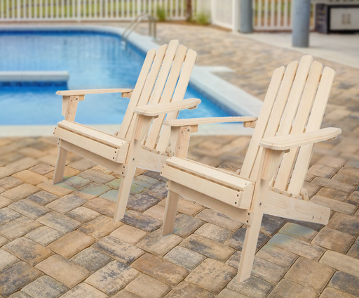 Bostin Life Set Of 2 Adirodack Outdoor Wooden Lounge Recliner Chairs - Beige Furniture >