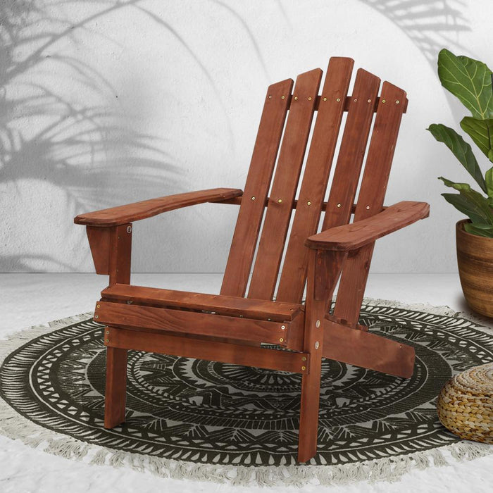 Bostin Life Outdoor Sun Lounge Beach Chairs Table Setting Wooden Adirondack Patio Brown Chair