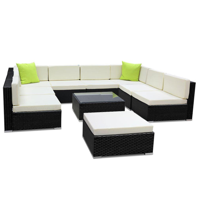 Gardeon 10Pc Outdoor Furniture Sofa Set Wicker Garden Patio Lounge >