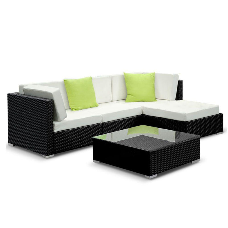 Bostin Life 5Pc Sofa Set With Storage Cover Outdoor Furniture Wicker Dropshipzone