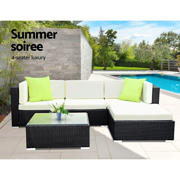 Bostin Life 5Pc Sofa Set With Storage Cover Outdoor Furniture Wicker Dropshipzone