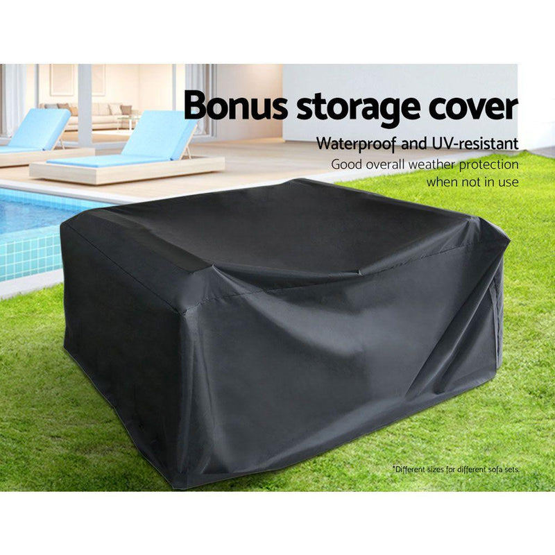 Bostin Life 5Pc Sofa Set With Storage Cover Outdoor Furniture Wicker Dropshipzone