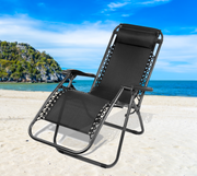 Gardeon Outdoor Portable Recliner - Black Furniture >