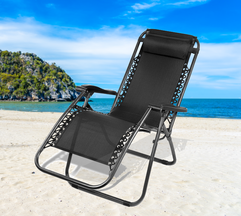 Gardeon Outdoor Portable Recliner - Black Furniture >