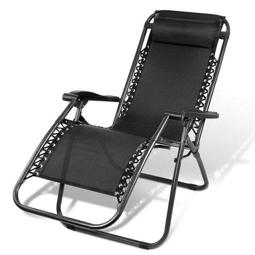 Gardeon Outdoor Portable Recliner - Black Furniture >