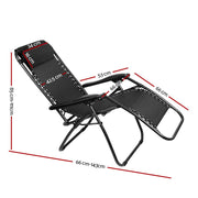 Gardeon Outdoor Portable Recliner - Black Furniture >