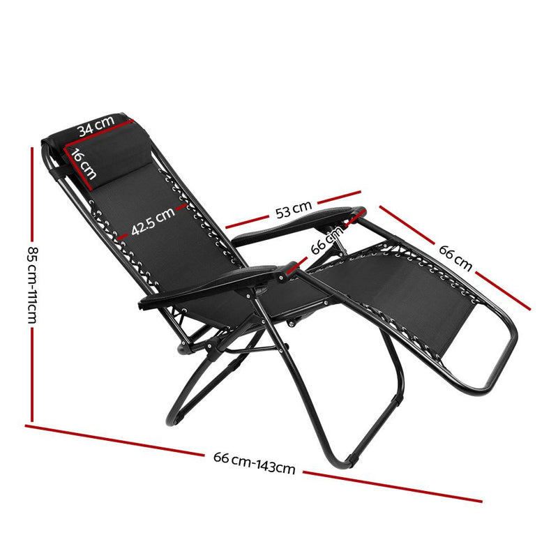 Gardeon Outdoor Portable Recliner - Black Furniture >