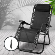 Gardeon Outdoor Portable Recliner - Black Furniture >