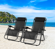 Bostin Life 2 X Zero Gravity Recliner Sun Lounge Chair - Black Furniture > Outdoor
