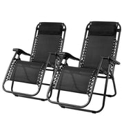 Bostin Life 2 X Zero Gravity Recliner Sun Lounge Chair - Black Furniture > Outdoor