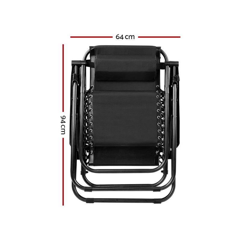 Bostin Life 2 X Zero Gravity Recliner Sun Lounge Chair - Black Furniture > Outdoor