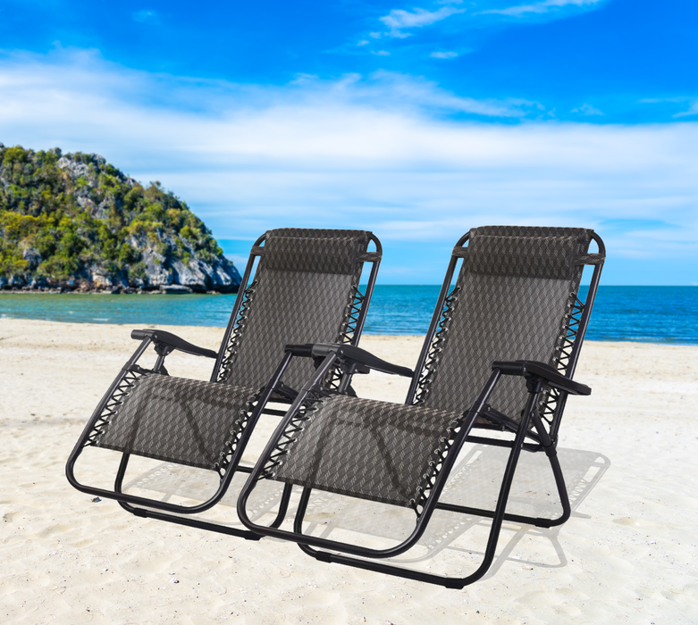 Bostin Life 2 X Zero Gravity Recliner Sun Lounge Chair - Grey Furniture > Outdoor