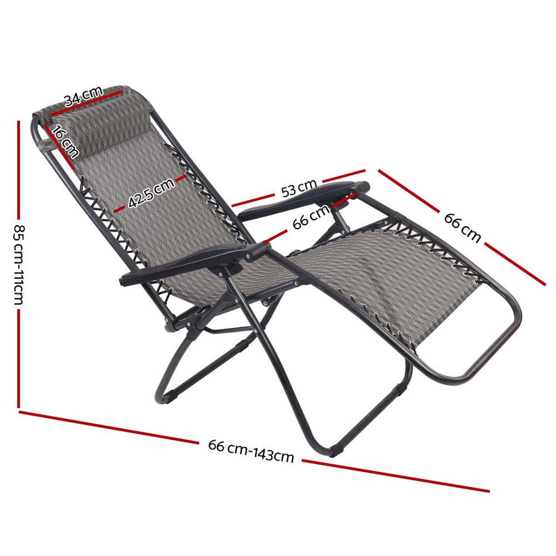 Bostin Life 2 X Zero Gravity Recliner Sun Lounge Chair - Grey Furniture > Outdoor