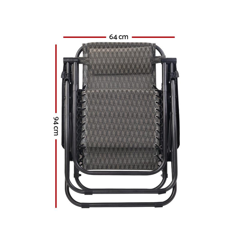 Bostin Life 2 X Zero Gravity Recliner Sun Lounge Chair - Grey Furniture > Outdoor