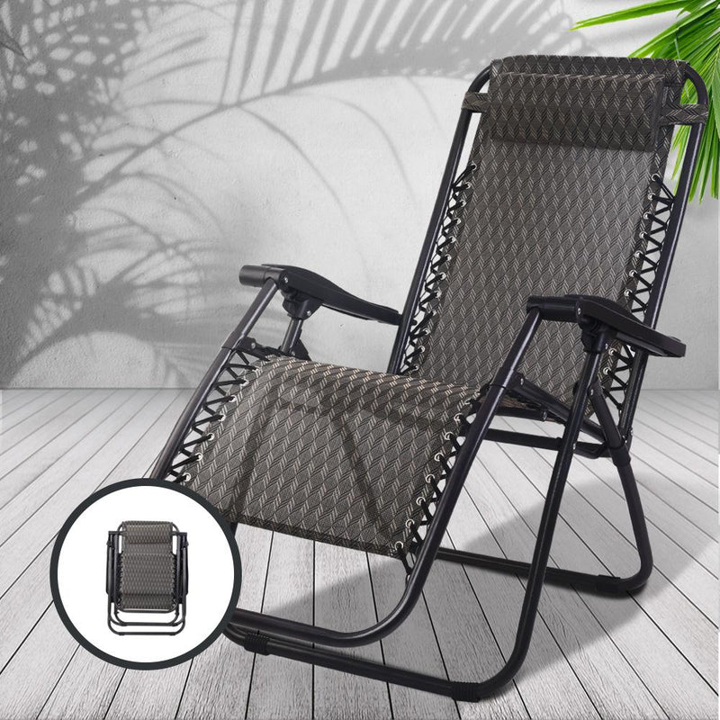 Bostin Life 2 X Zero Gravity Recliner Sun Lounge Chair - Grey Furniture > Outdoor