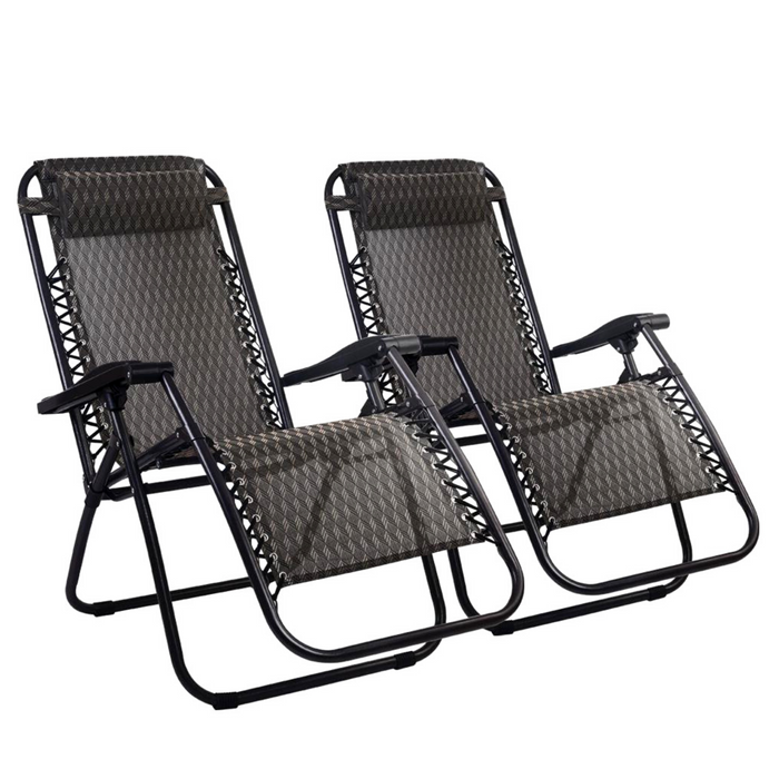 2 x Zero Gravity Recliner Sun Lounge Chair - Grey