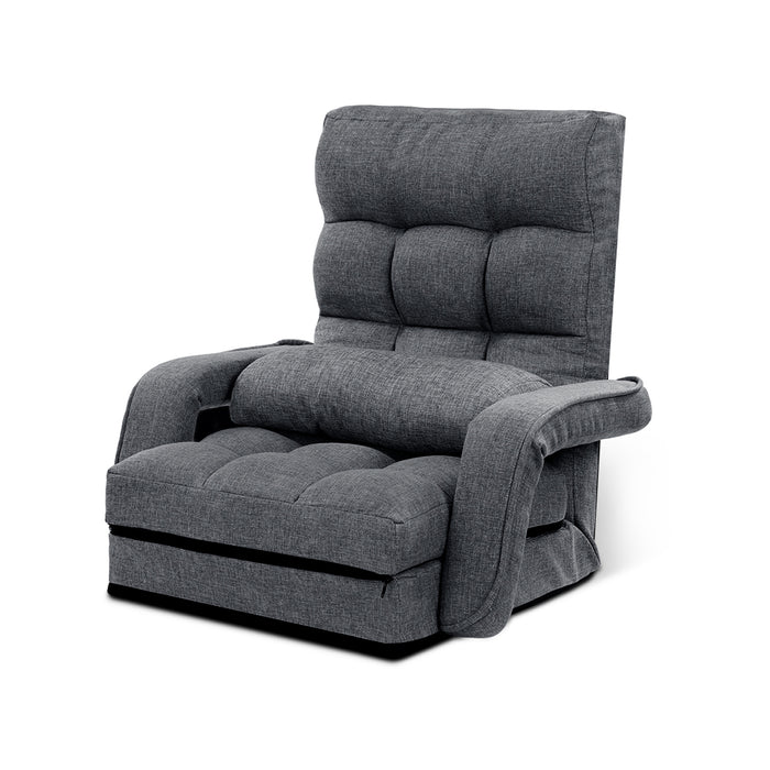 Foldable Linen Floor Lounge Chair - Grey