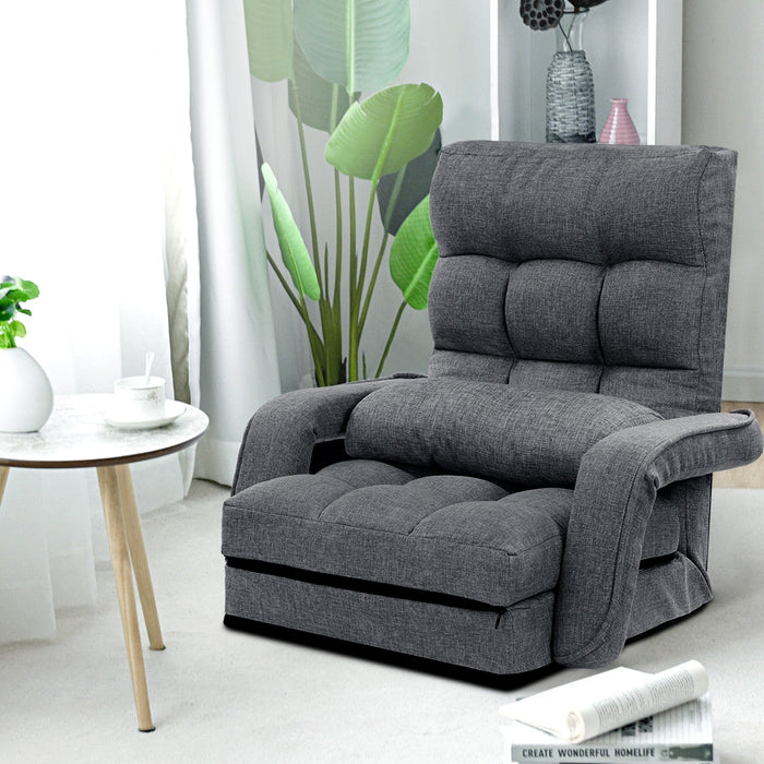 Foldable Linen Floor Lounge Chair - Grey