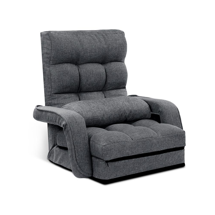 Foldable Linen Floor Lounge Chair - Grey