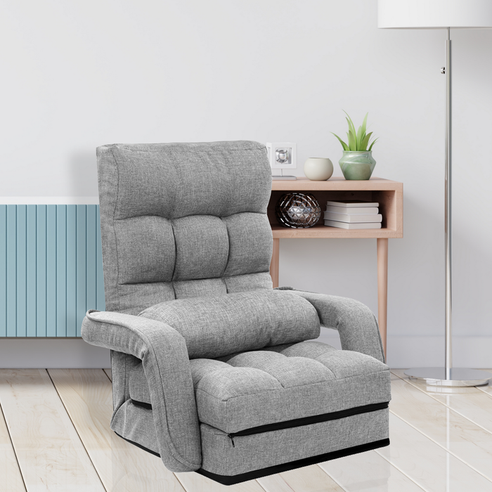 Foldable Linen Floor Lounge Chair - Light Grey