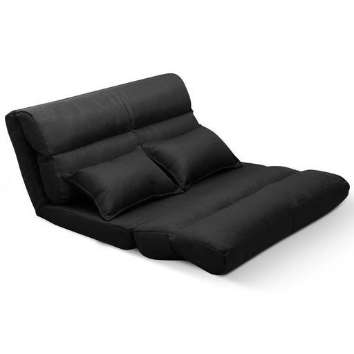 Bostin Life Floor Sofa Lounge 2 Seater Futon Chair Couch Folding Recliner Metal Black Dropshipzone