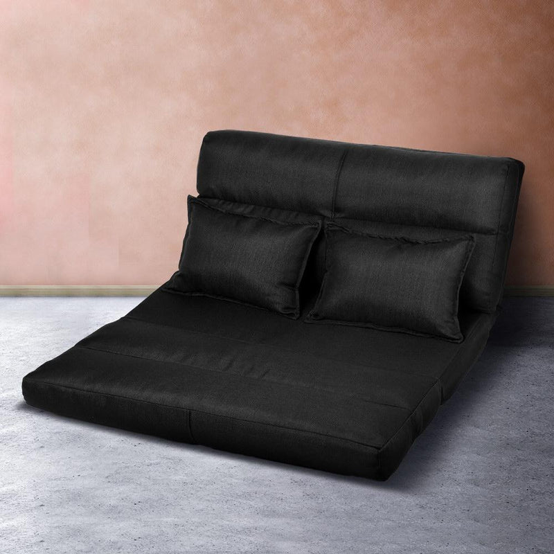 Bostin Life Floor Sofa Lounge 2 Seater Futon Chair Couch Folding Recliner Metal Black Dropshipzone