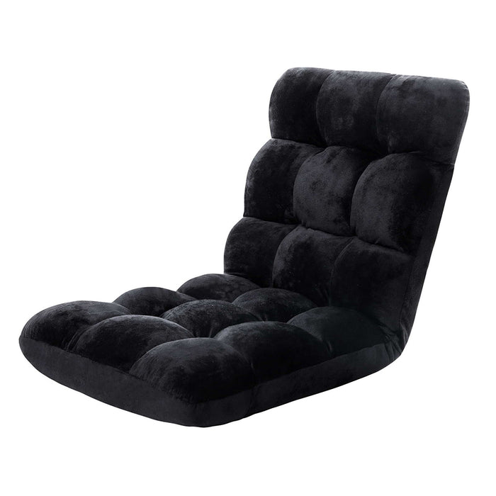 Foldable Reclining Futon Style Floor Lounge Chair - Black