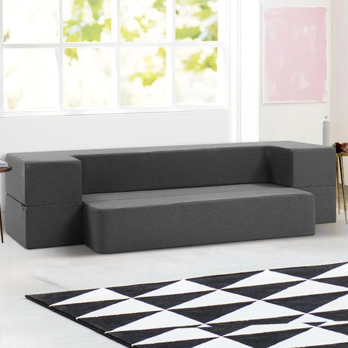 Bostin Life Giselle Bedding Portable Sofa Bed Folding Mattress Lounger Chair Ottoman Grey Furniture