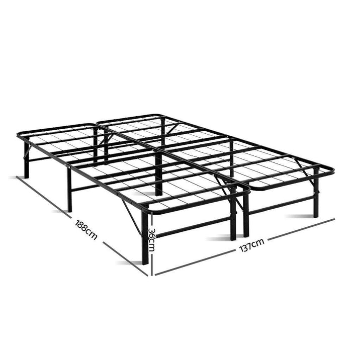 Artiss Foldable Double Metal Bed Frame - Black Furniture > Bedroom