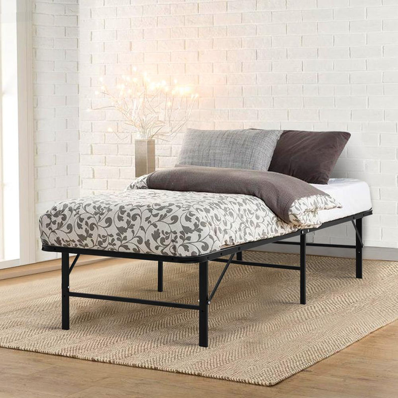 Bostin Life Foldable King Single Metal Bed Frame - Black Dropshipzone