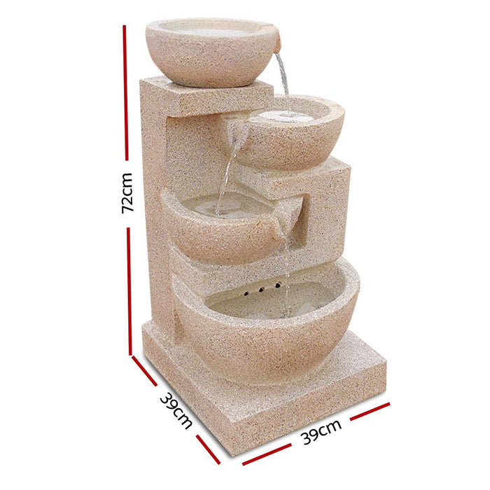 Bostin Life 4 Tier Solar Powered Water Fountain With Light - Sand Beige Dropshipzone