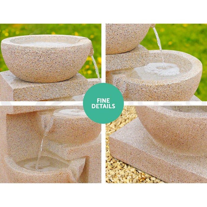 Bostin Life 4 Tier Solar Powered Water Fountain With Light - Sand Beige Dropshipzone