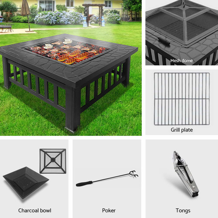 Stone Pattern Outdoor BBQ Table Grill Fire Pit