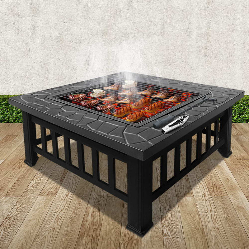 Stone Pattern Outdoor BBQ Table Grill Fire Pit