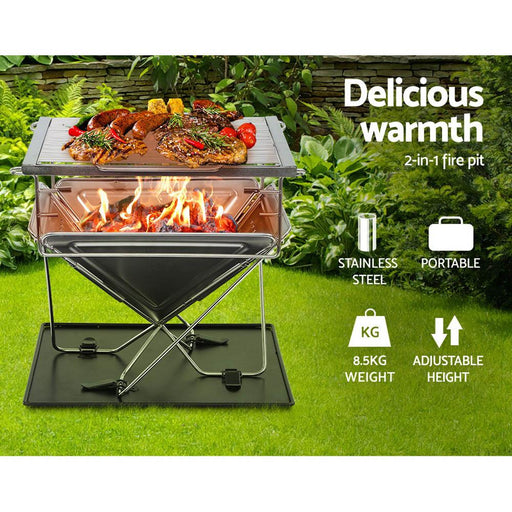 Bostin Life Grillz Camping Fire Pit Bbq Portable Folding Stainless Steel Stove Outdoor Pits