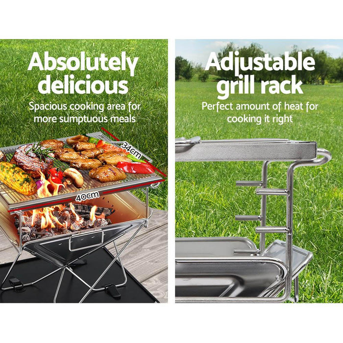 Bostin Life Grillz Camping Fire Pit Bbq Portable Folding Stainless Steel Stove Outdoor Pits