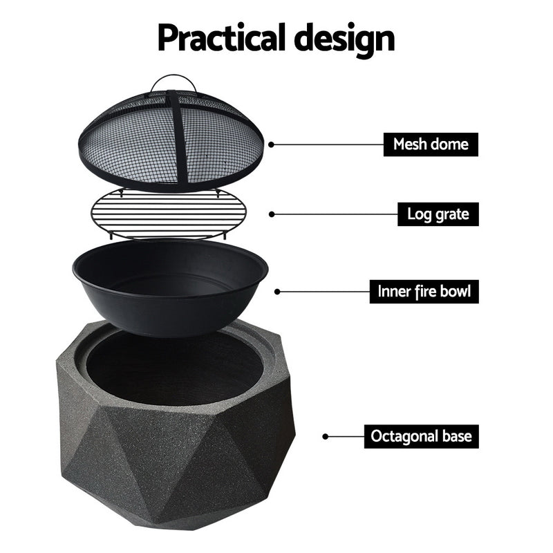 Outdoor Octagon Shape Wood Burning Portable Fire Pit Bowl