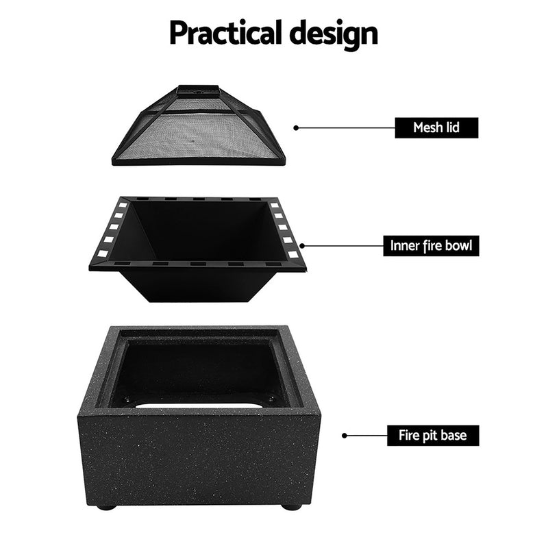 Square Shape Outdoor Fire Pit Heater