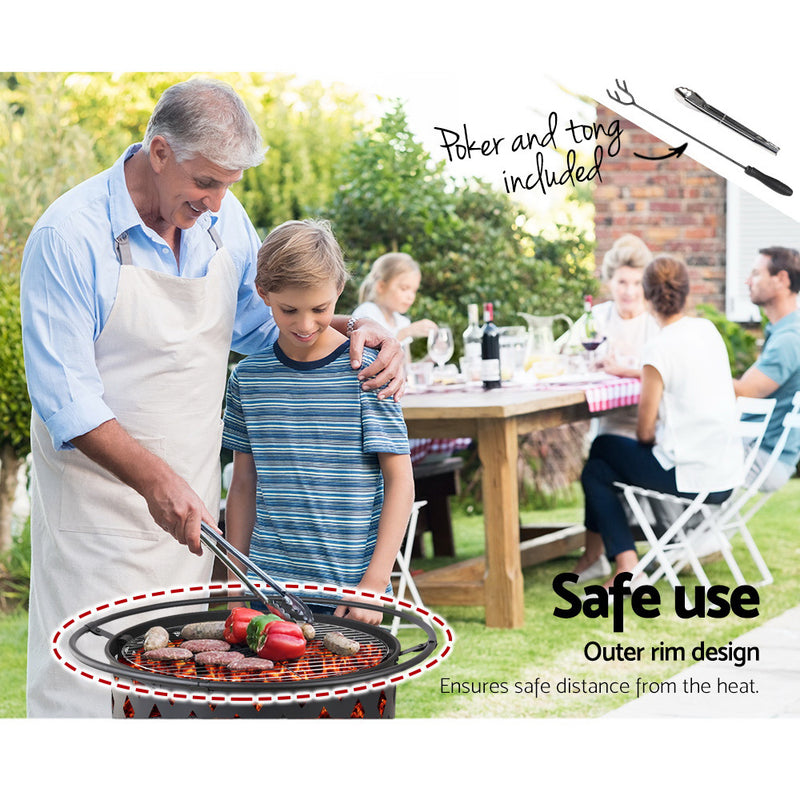 Portable 32 Inch Outdoor Fire Pit and BBQ