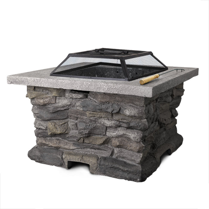 Outdoor Backyard Stone Style Table Charcoal Fire Pit 74cm