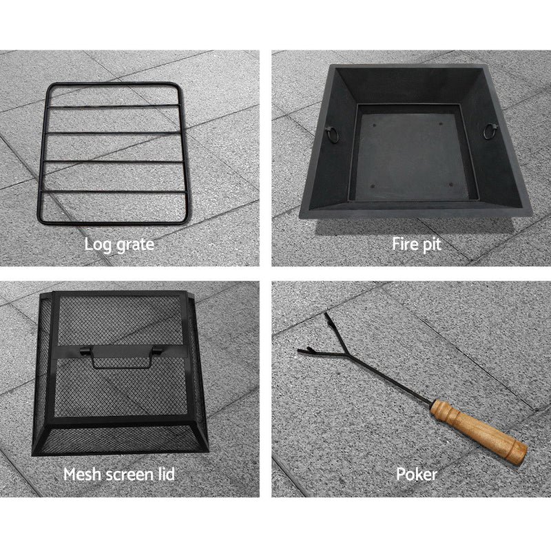 Outdoor Backyard Stone Style Table Charcoal Fire Pit 74cm