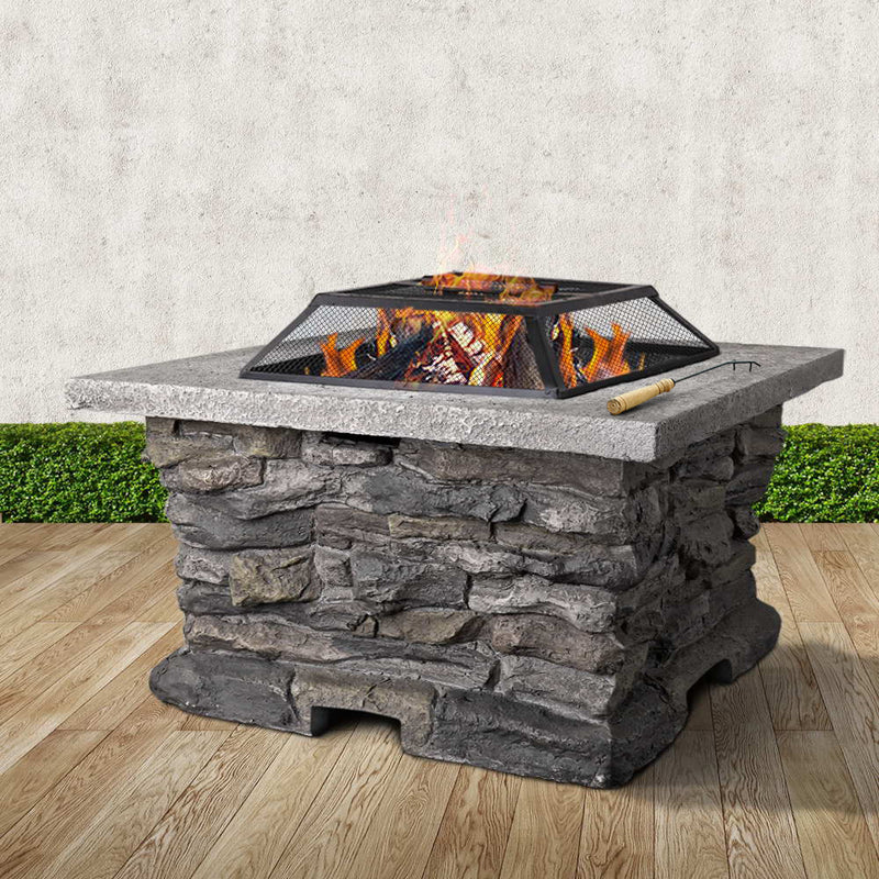 Outdoor Backyard Stone Style Table Charcoal Fire Pit 74cm