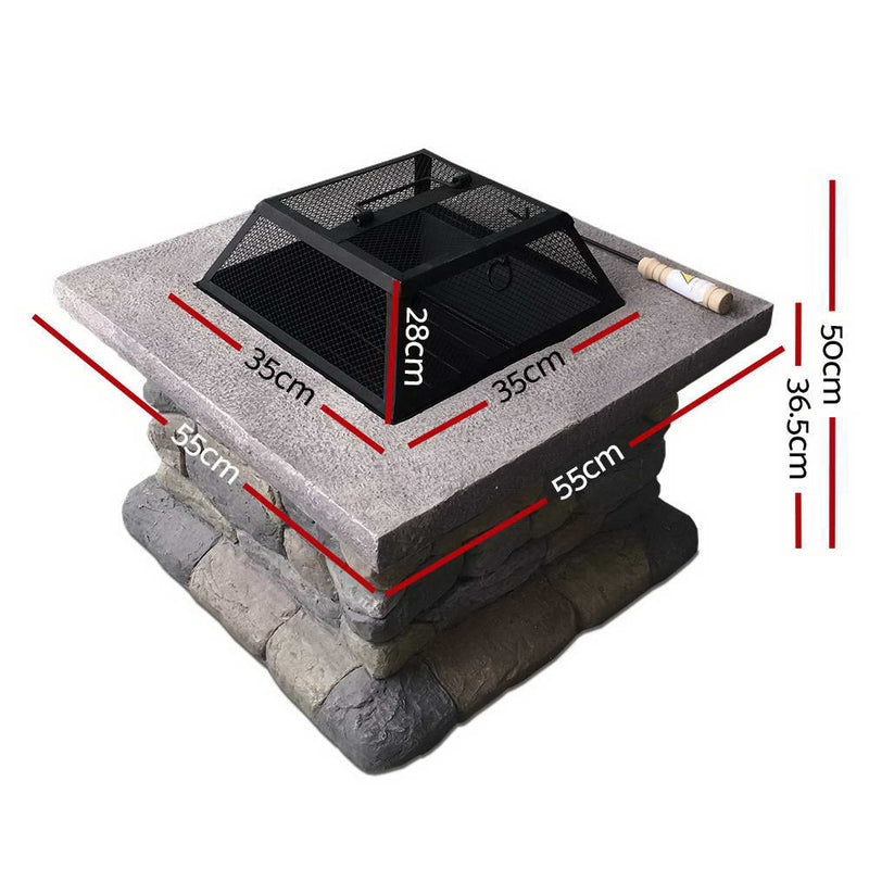 Outdoor Backyard Stone Style Table Charcoal Fire Pit 55cm