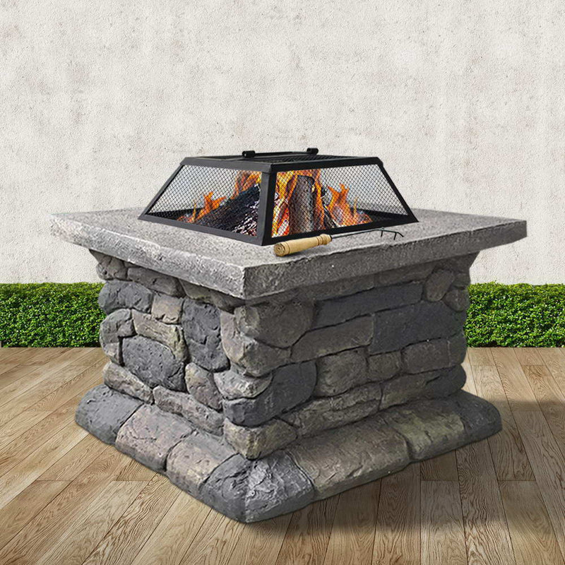 Outdoor Backyard Stone Style Table Charcoal Fire Pit 55cm