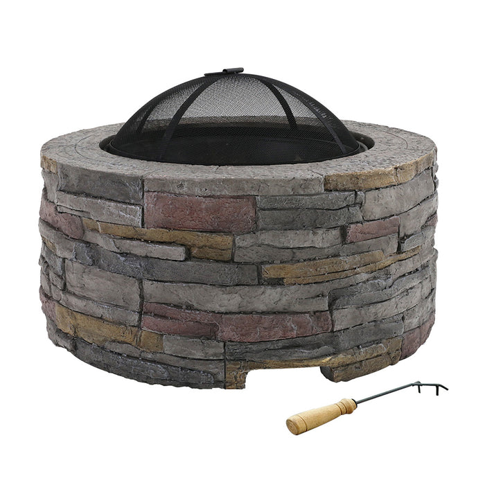 Outdoor Backyard Stone Style Table Charcoal Fire Pit 70cm